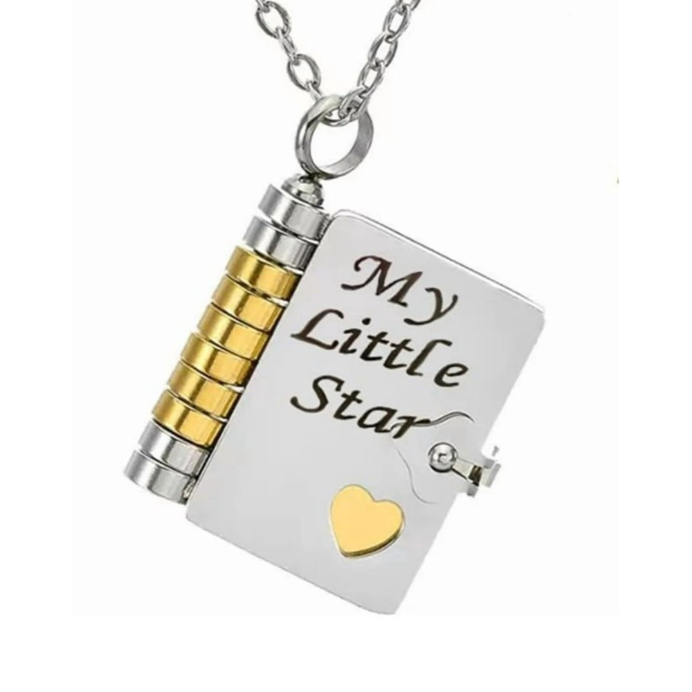 My Little Star Book Necklace Gift For Daughter Flip Book Laser Engraved Silver‎